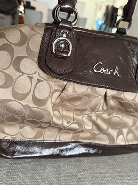 Coach Signature Shoulder Bag in Khaki and Brown